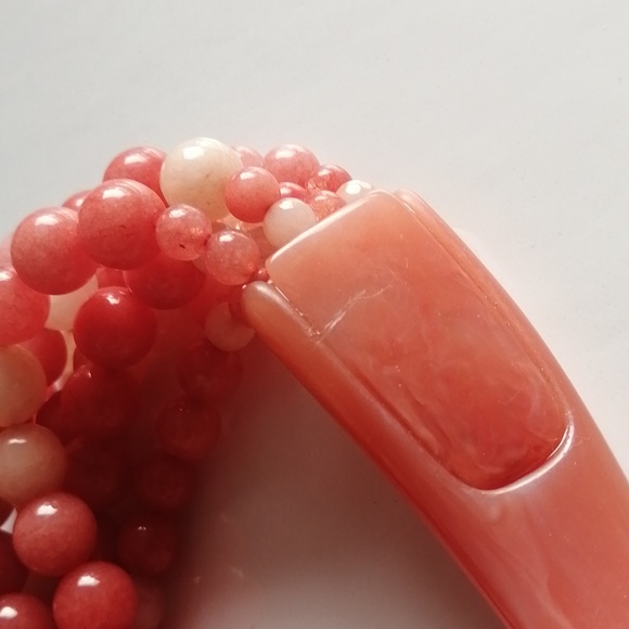 TREND 2026 Chico's Necklace Bohemian Pink Nephrite Faux Coral Multi Beaded - Picture 6 of 8